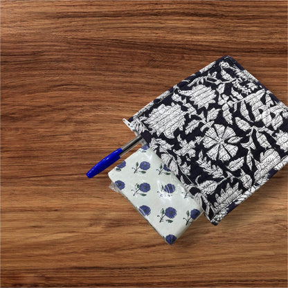 Handblock Printed Quilted Pouches with Zip Closure
