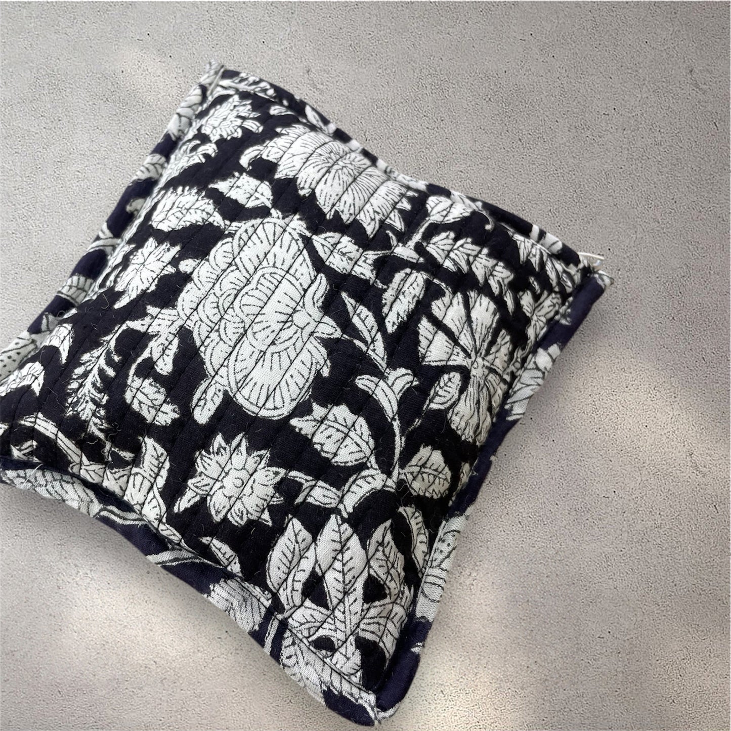 Handblock Printed Quilted Pouches with Zip Closure