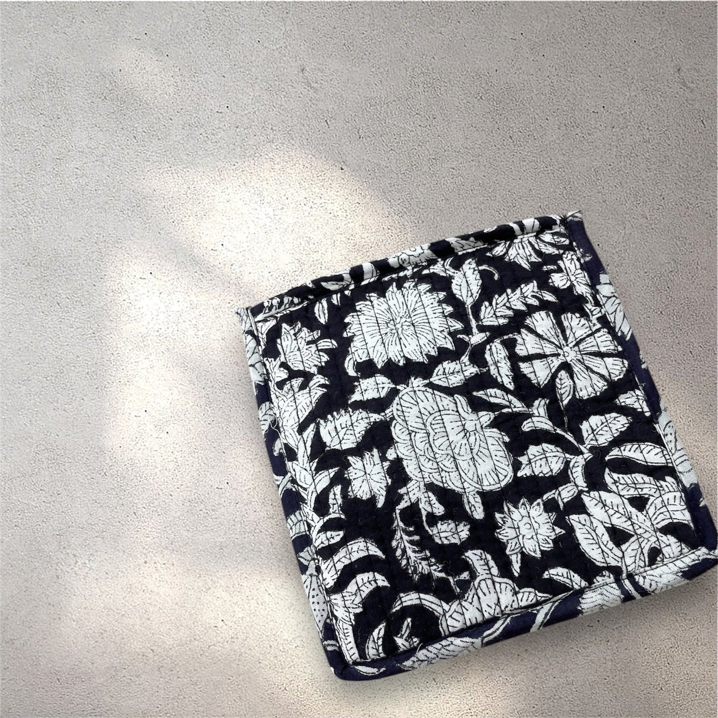 Handblock Printed Quilted Pouches with Zip Closure