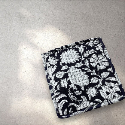 Handblock Printed Quilted Pouches with Zip Closure