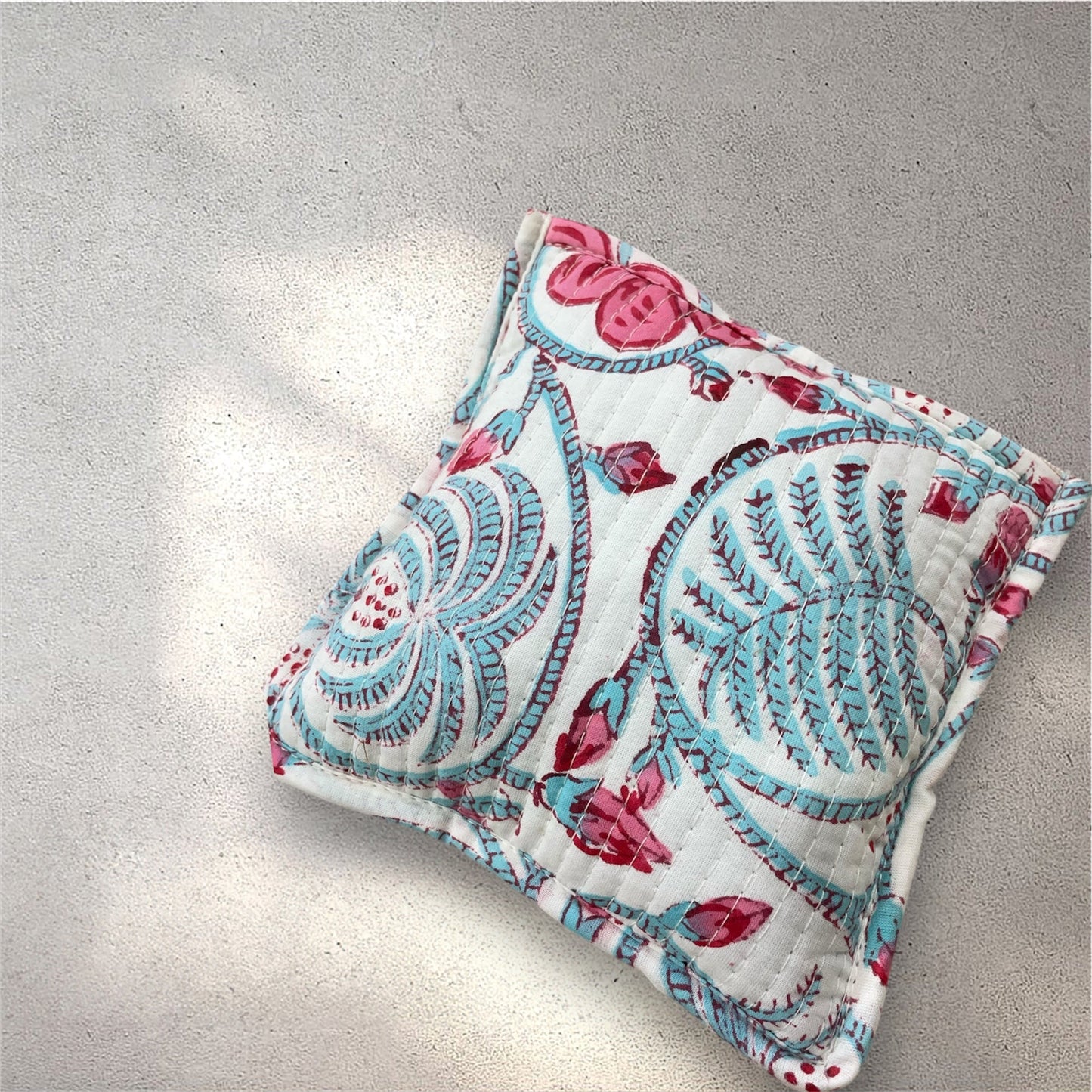 Handblock Printed Quilted Pouches with Zip Closure