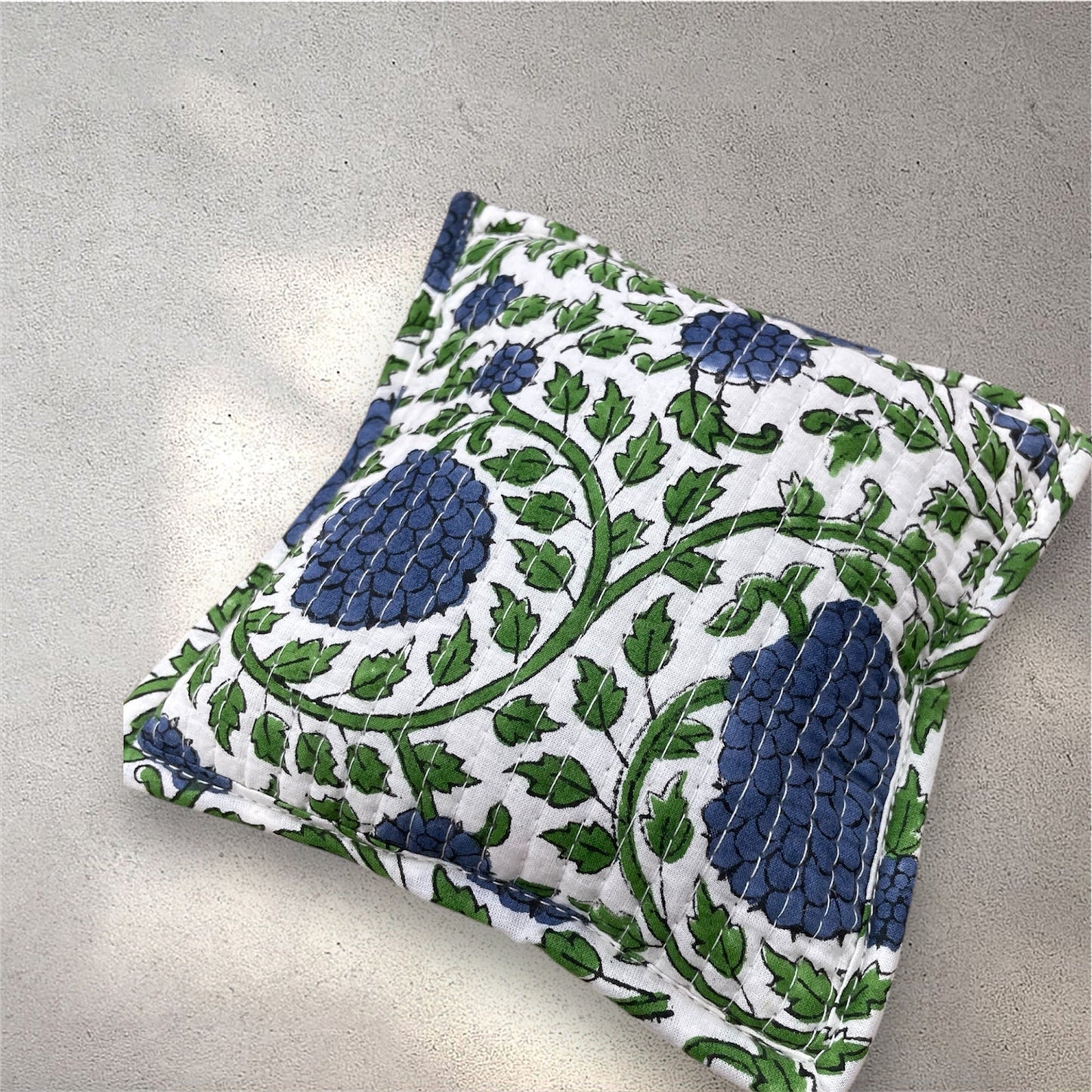 Handblock Printed Quilted Pouches with Zip Closure