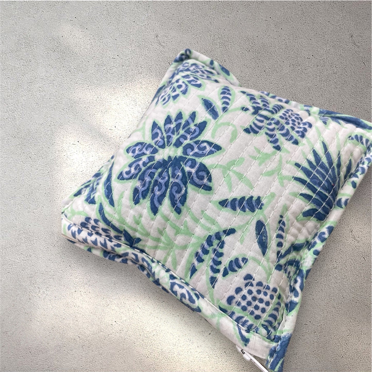 Handblock Printed Quilted Pouches with Zip Closure