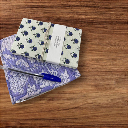 Handblock Printed Quilted Pouches with Zip Closure