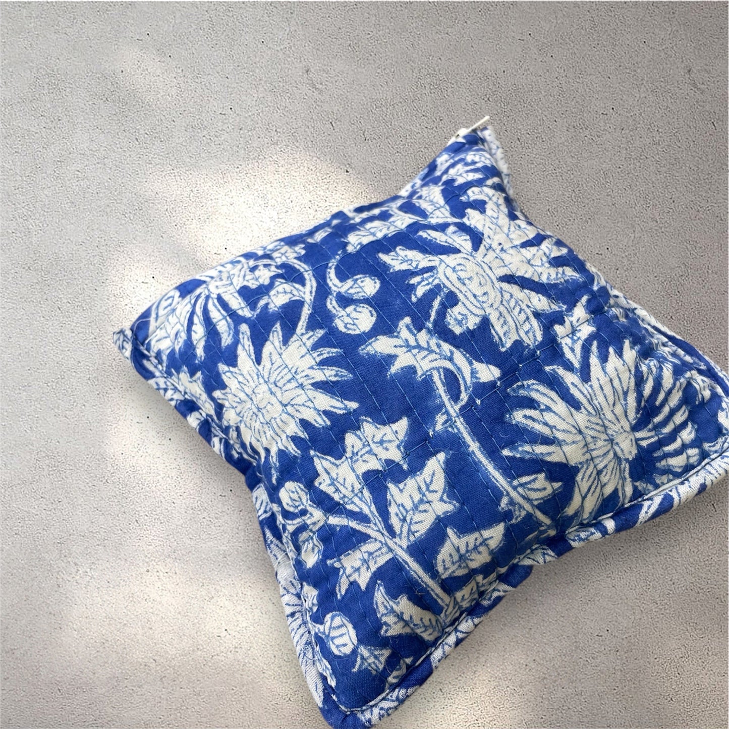 Handblock Printed Quilted Pouches with Zip Closure