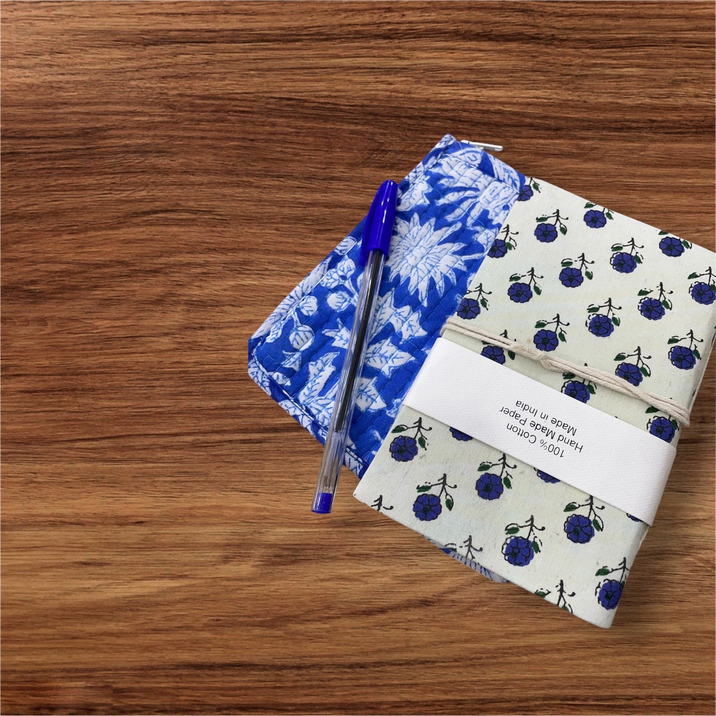 Handblock Printed Quilted Pouches with Zip Closure