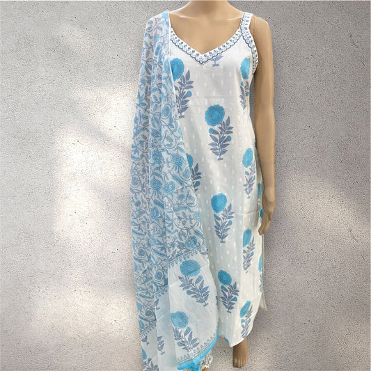 Summer Vibes with Blue-White Summer Suit Set