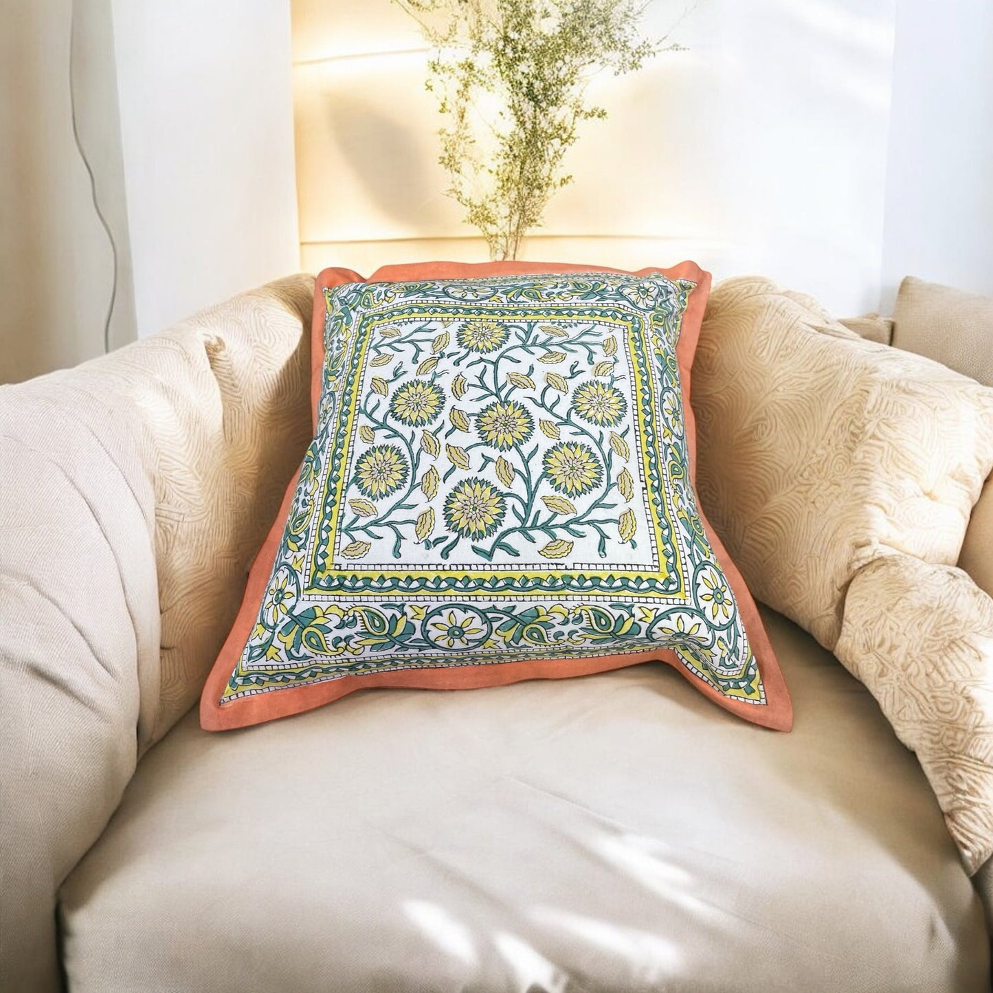 Hand block Cushion Cover