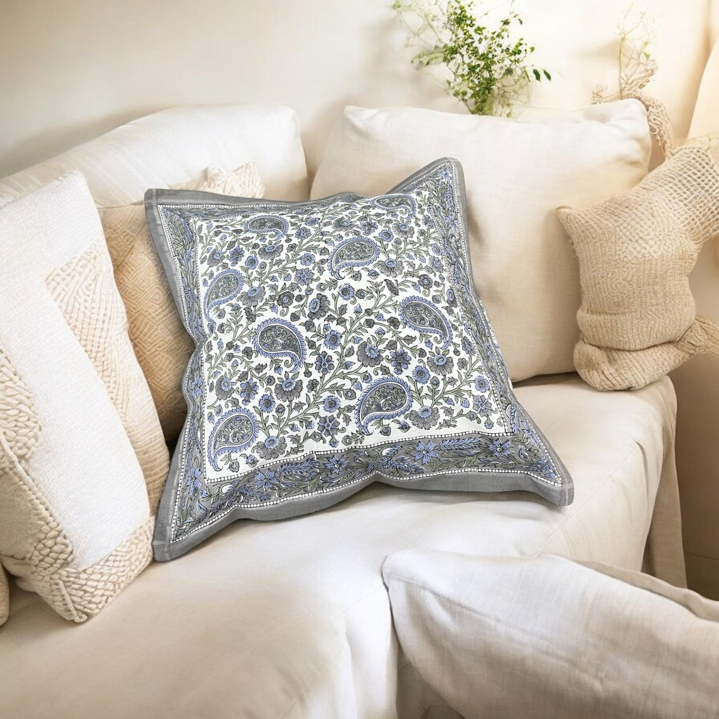 Hand block Cushion Cover