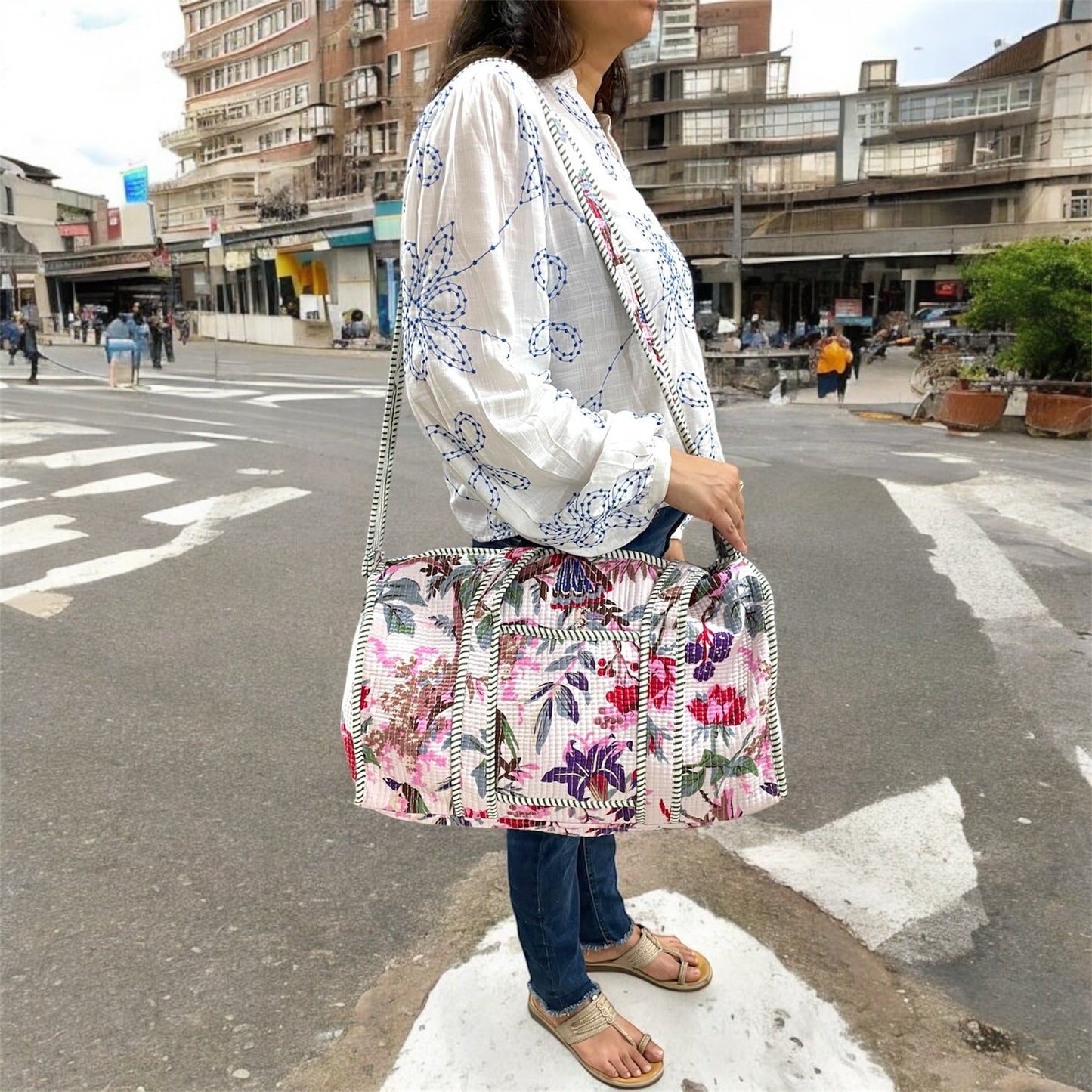 Cotton Quilted Duffel Bag